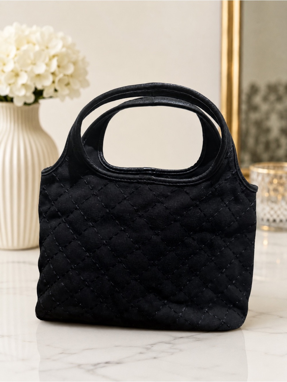 Salvatore Ferragamo Y2K Mini Quilted Canvas Handbag